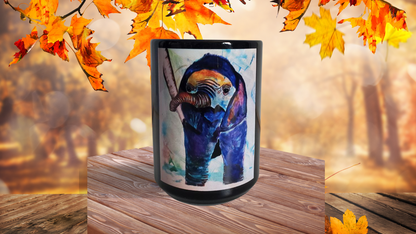 Elephants,  Nature-Inspired Art Wildlife Painting Elephant Family Decor Black Mug, 15oz