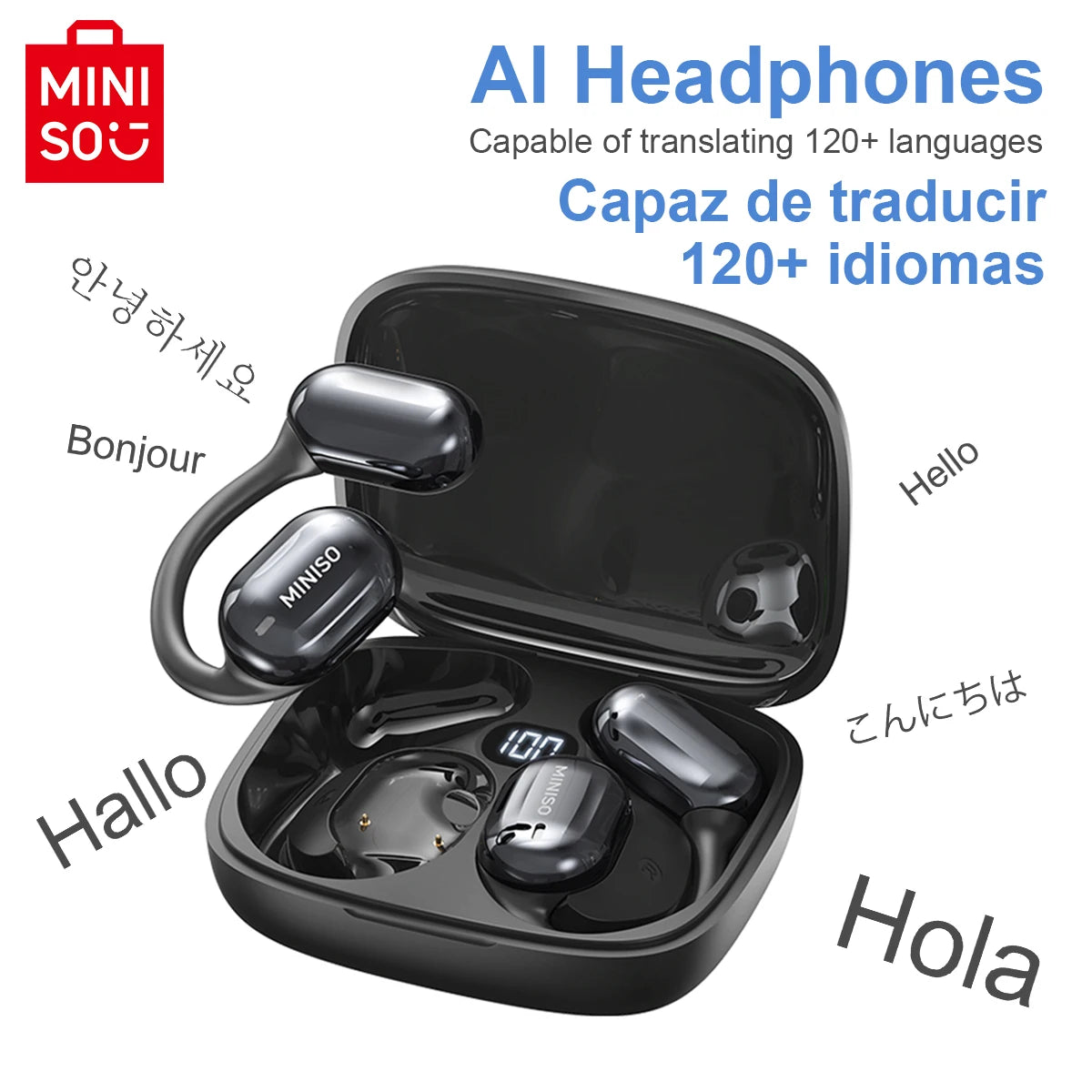 MINISO MS162 Bluetooth Translation Earbuds AI Wireless Headphones Office Travel,