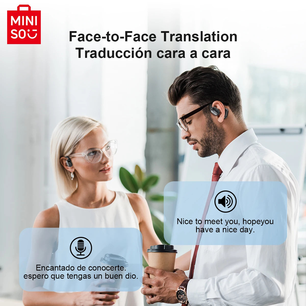 MINISO MS162 Bluetooth Translation Earbuds AI Wireless Headphones Office Travel,