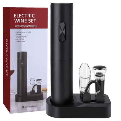 Stainless Steel Electric Wine Opener Set Automatic Corkscrew Wine Opener Foil Cutter Bottler Opener for Kitchen Bar Party Gifts