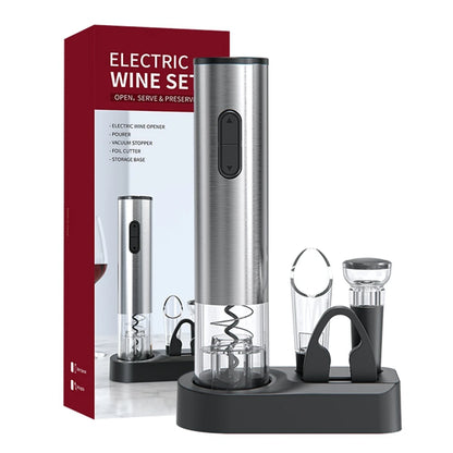 Stainless Steel Electric Wine Opener Set Automatic Corkscrew Wine Opener Foil Cutter Bottler Opener for Kitchen Bar Party Gifts