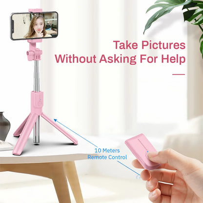 New Wireless Bluetooth Selfie Stick Foldable Tripod Monopod with LED Ring Light Suitable for iPhone Android Mobile Phone Tripod