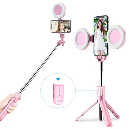 New Wireless Bluetooth Selfie Stick Foldable Tripod Monopod with LED Ring Light Suitable for iPhone Android Mobile Phone Tripod