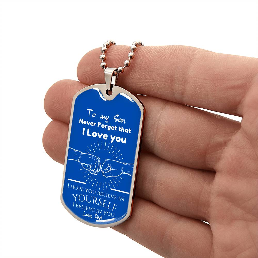 To My Son love Dad - Engraved Dog Tag Keepsake