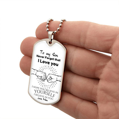 To My Son Love Dad - Engraved Dog Tag Keepsake