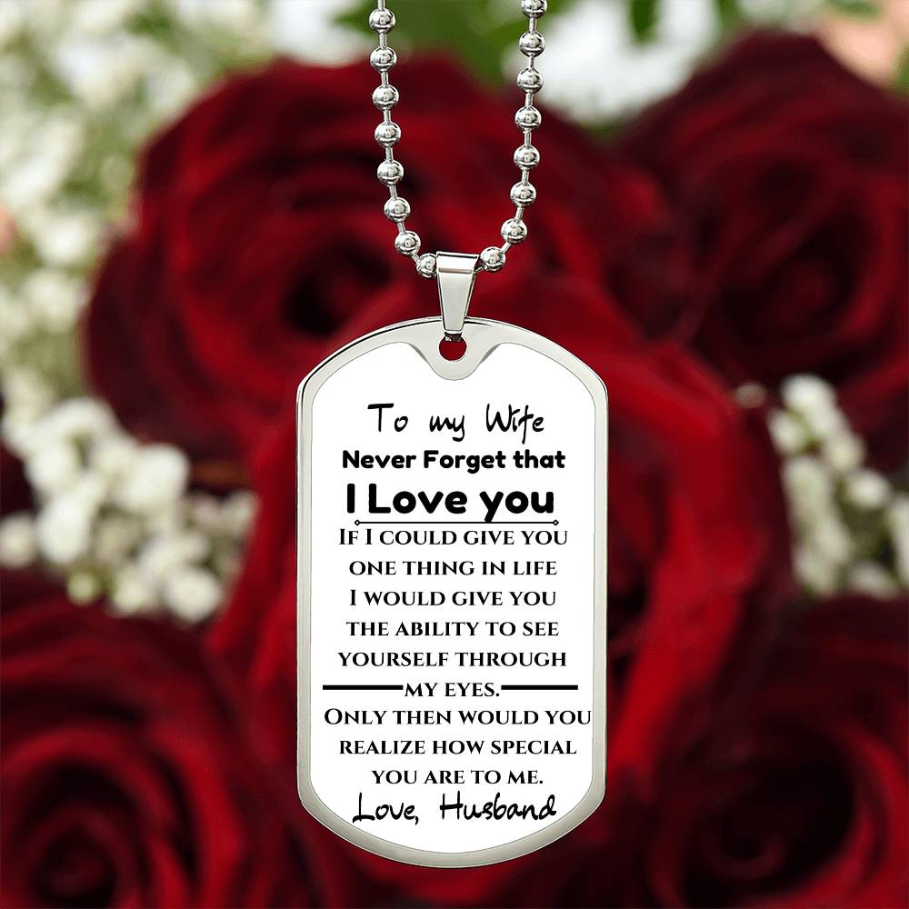 To My Wife - Engraved Dog Tag Keepsake