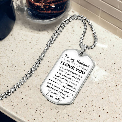 To My Husband  Love Wife- Love Note  Dog Tag Keepsake