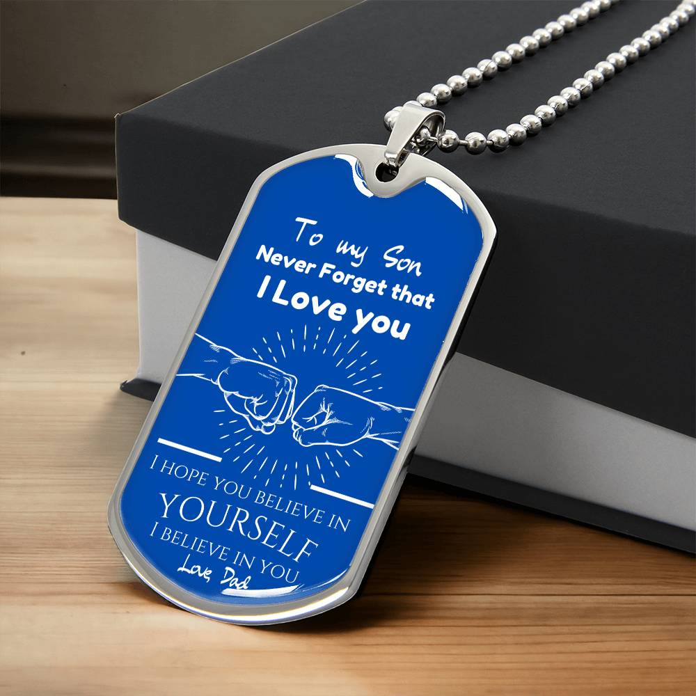 To My Son love Dad - Engraved Dog Tag Keepsake