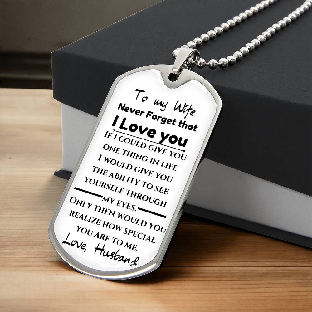 To My Wife - Engraved Dog Tag Keepsake