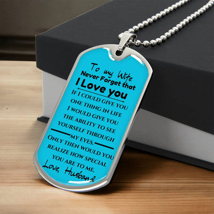 To My Wife Love  - Engraved Dog Tag Keepsake