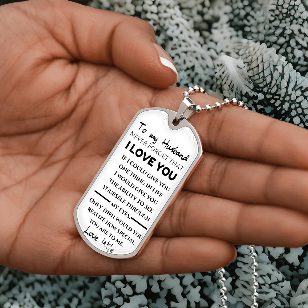 To My Husband  Love Wife- Love Note  Dog Tag Keepsake