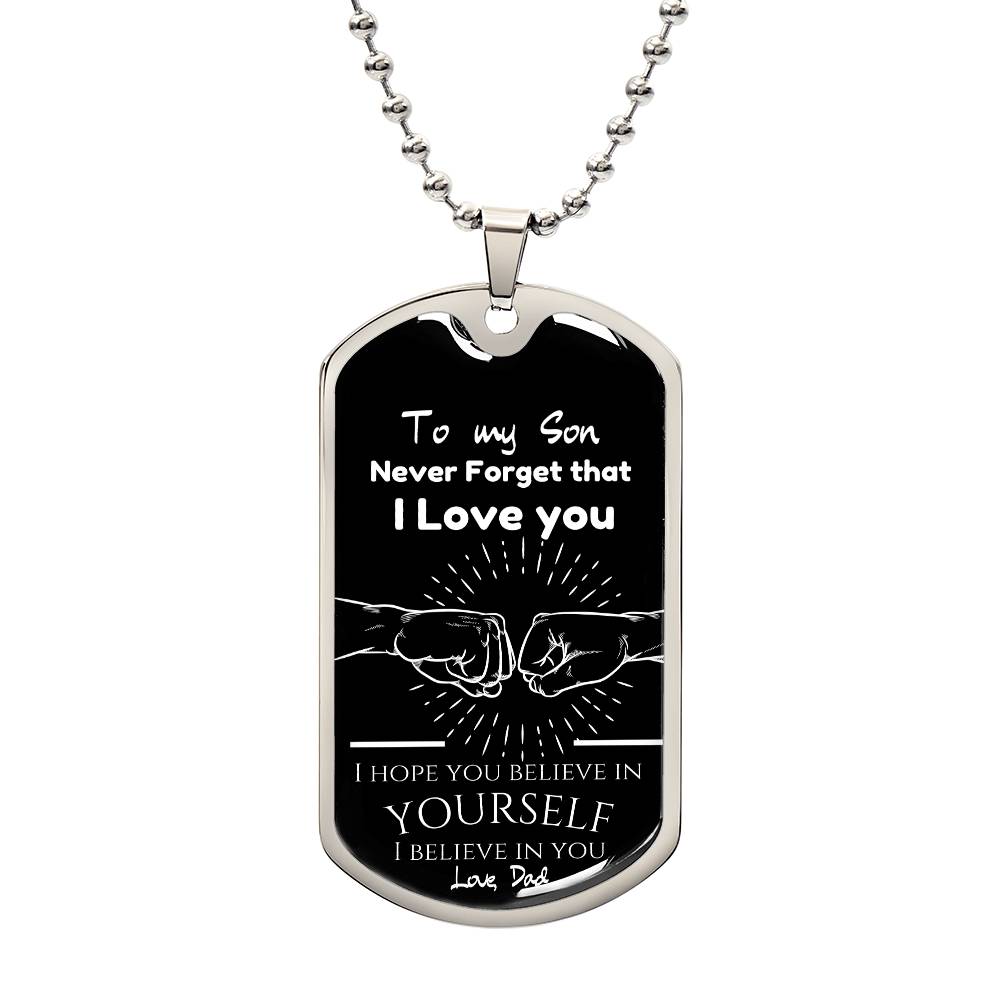 To My Son - Engraved Dog Tag with Love Note