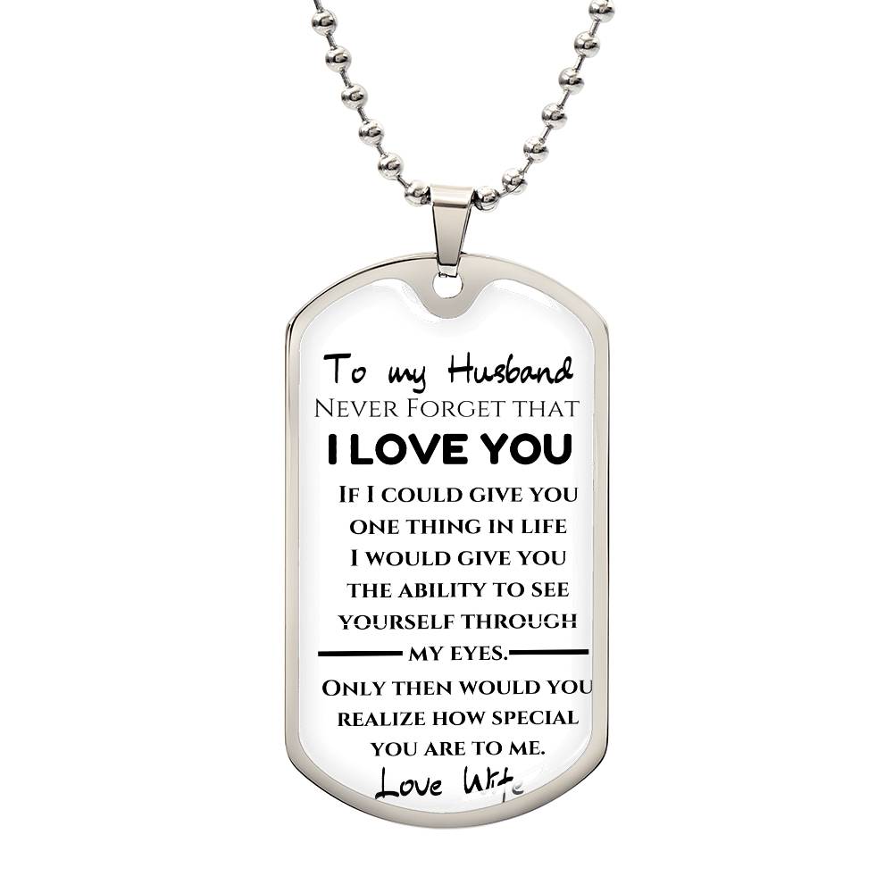 To My Husband  Love Wife- Love Note  Dog Tag Keepsake