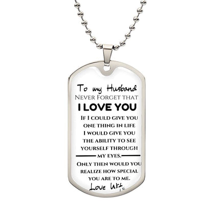 To My Husband  Love Wife- Love Note  Dog Tag Keepsake