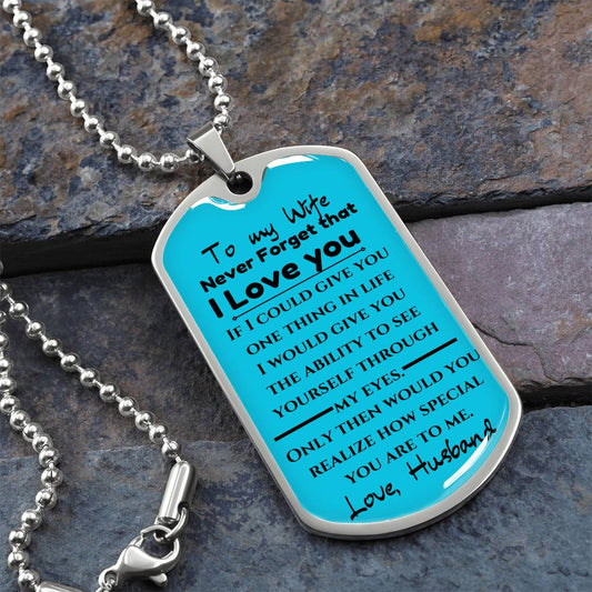 To My Wife Love  - Engraved Dog Tag Keepsake