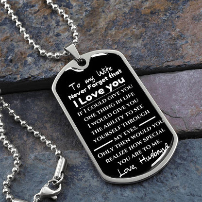 To My Wife - Engraved Dog Tag Keepsake