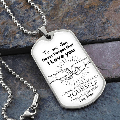 To My Son Love Dad - Engraved Dog Tag Keepsake