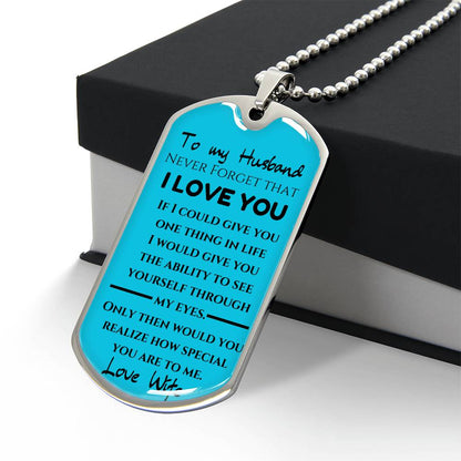 To My Husband -Personal Note Dog Tag Keepsake