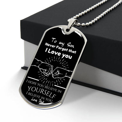 To My Son - Engraved Dog Tag with Love Note