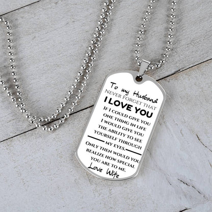 To My Husband  Love Wife- Love Note  Dog Tag Keepsake