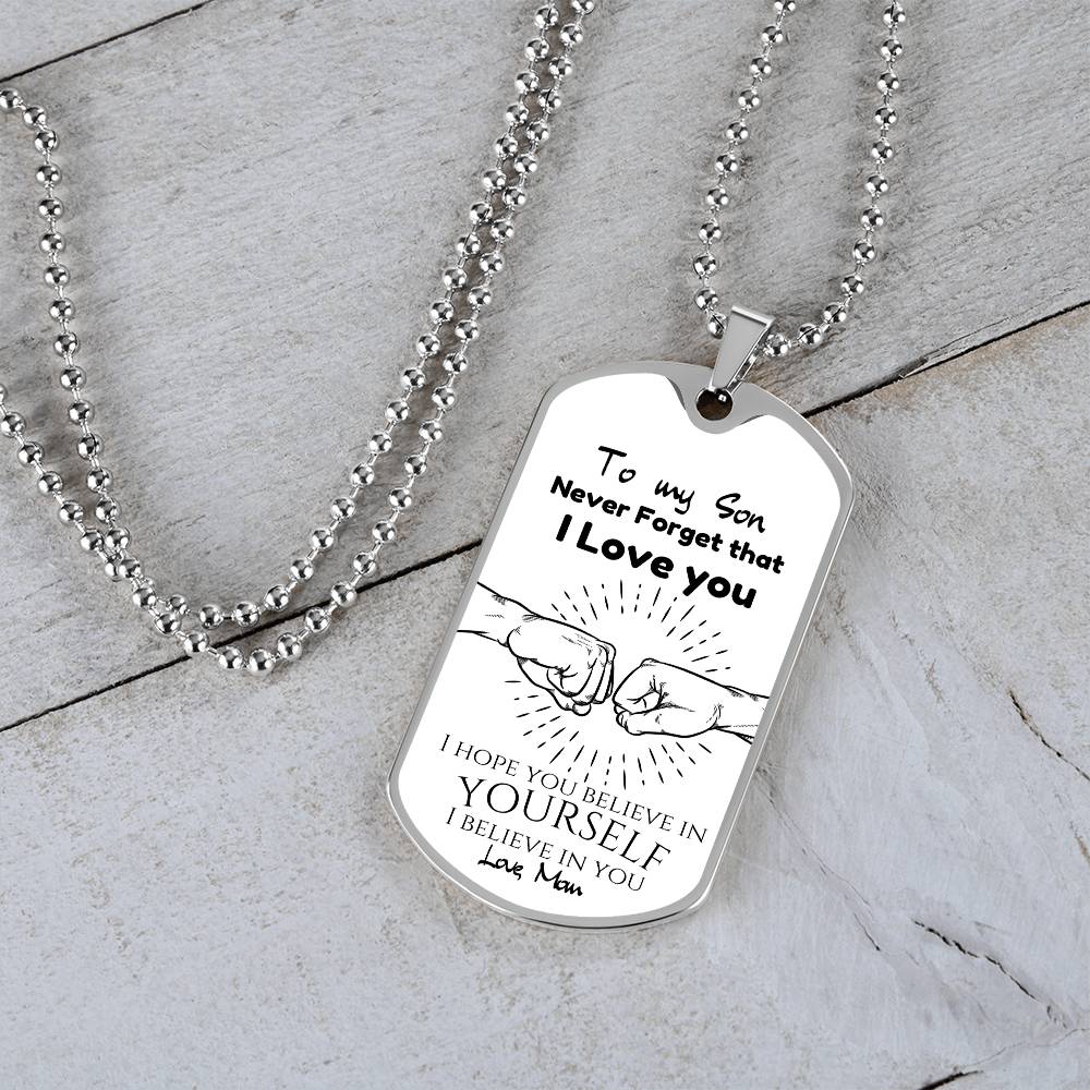 To My Son Love Dad - Engraved Dog Tag Keepsake