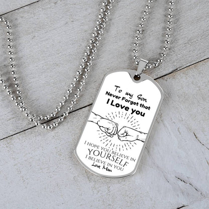 To My Son Love Dad - Engraved Dog Tag Keepsake