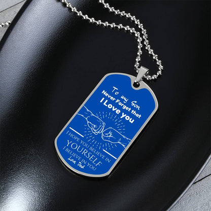 To My Son love Dad - Engraved Dog Tag Keepsake