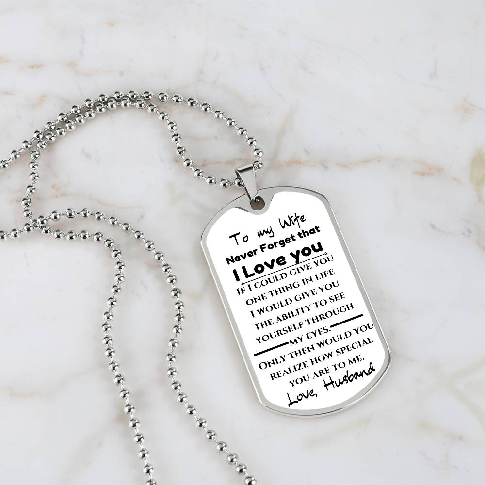 To My Wife - Engraved Dog Tag Keepsake