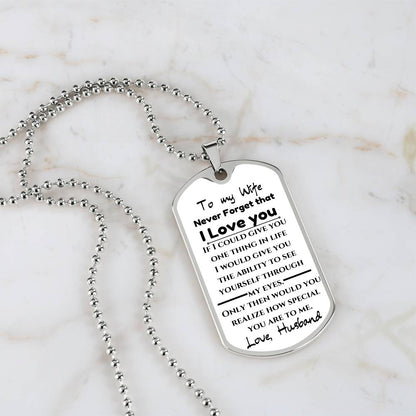 To My Wife - Engraved Dog Tag Keepsake