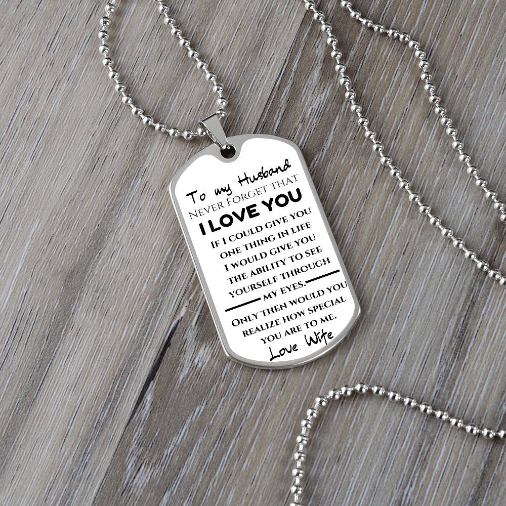 To My Husband  Love Wife- Love Note  Dog Tag Keepsake