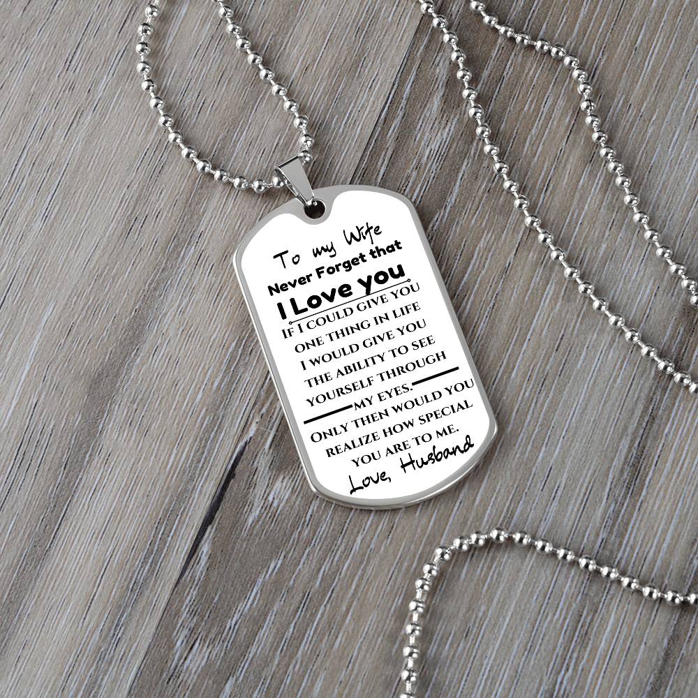 To My Wife - Engraved Dog Tag Keepsake