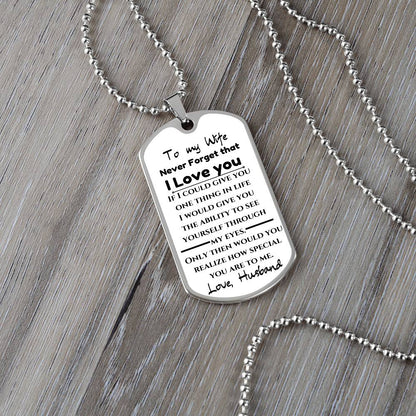 To My Wife - Engraved Dog Tag Keepsake