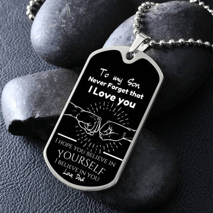 To My Son - Engraved Dog Tag with Love Note