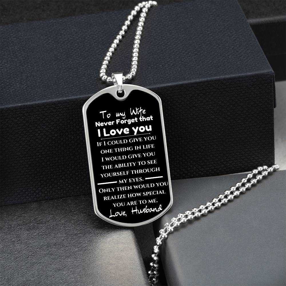 To My Wife - Engraved Dog Tag Keepsake