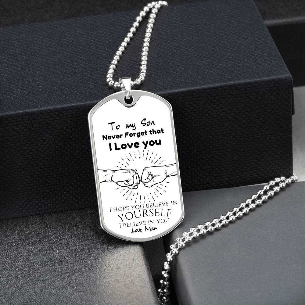 To My Son Love Dad - Engraved Dog Tag Keepsake