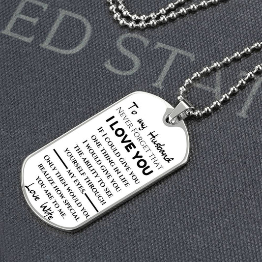 To My Husband  Love Wife- Love Note  Dog Tag Keepsake