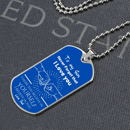 To My Son love Dad - Engraved Dog Tag Keepsake