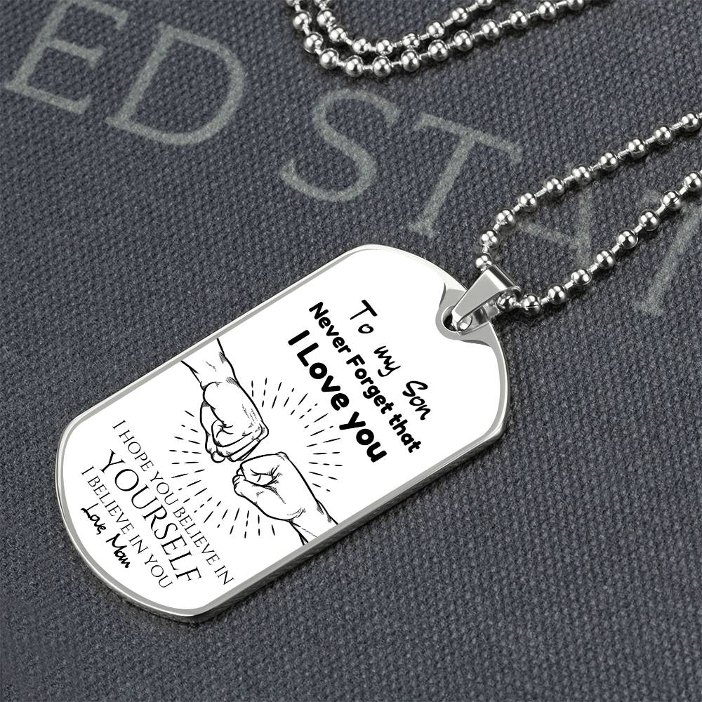 To My Son Love Dad - Engraved Dog Tag Keepsake