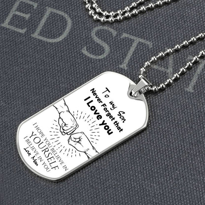 To My Son Love Dad - Engraved Dog Tag Keepsake