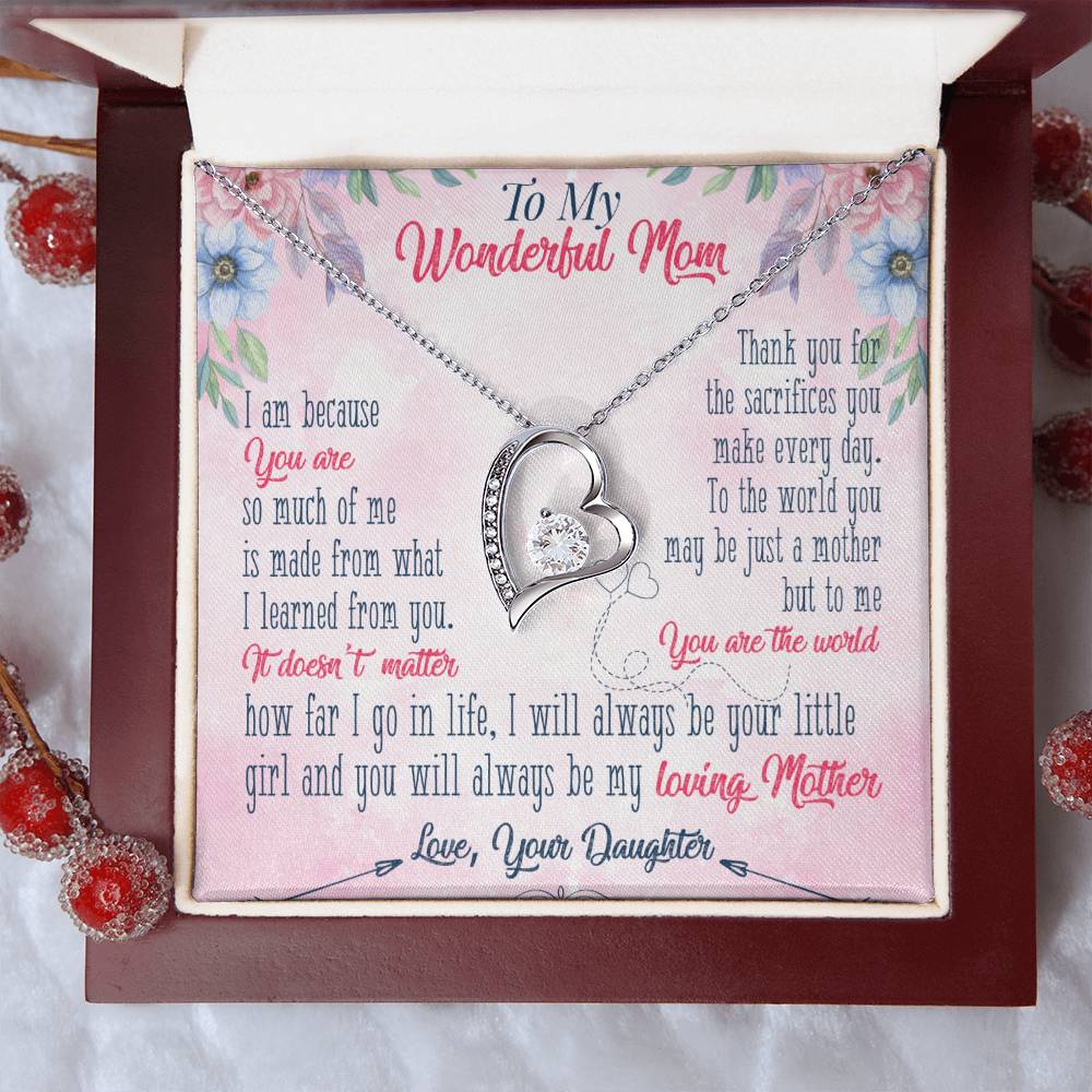 ( ALMOST SOLD OUT ) "Forever Loved Mom Single Heart Necklace: A Heartfelt Gift from Daughter to Mother"