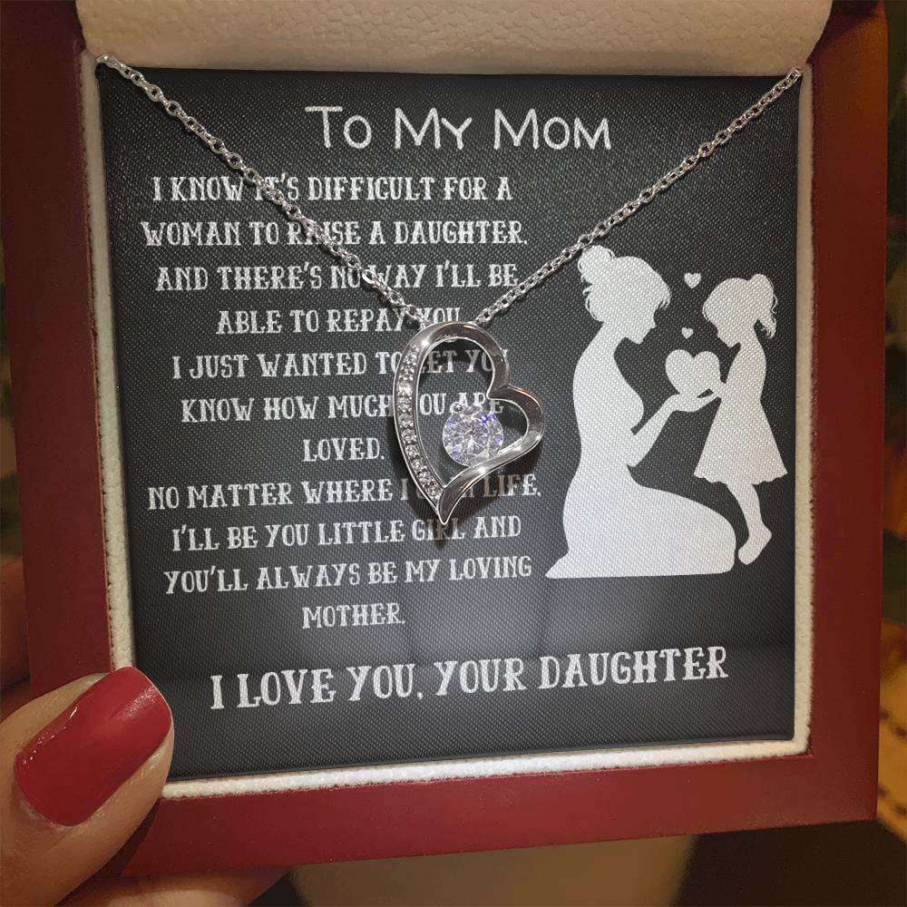 To My Loving Mom from your Daughter- Love Heart Necklace