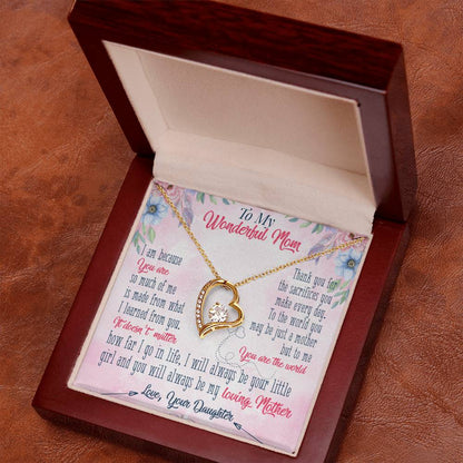 ( ALMOST SOLD OUT ) "Forever Loved Mom Single Heart Necklace: A Heartfelt Gift from Daughter to Mother"