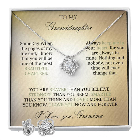 To My Precious Granddaughter: Love Knot Jewelry Set