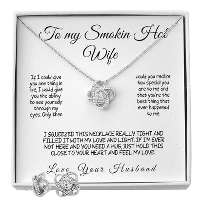 To My Smokin Hot Wife - Love Knot Necklace with Heartfelt Message