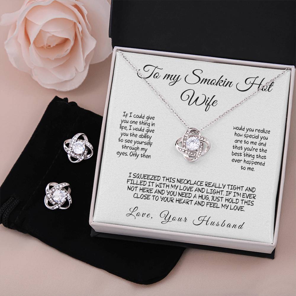 To My Smokin Hot Wife - Love Knot Necklace with Heartfelt Message