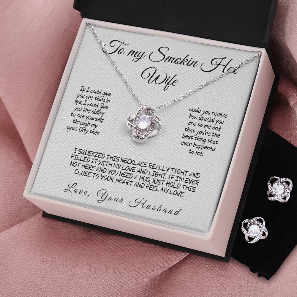 To My Smokin Hot Wife - Love Knot Necklace with Heartfelt Message