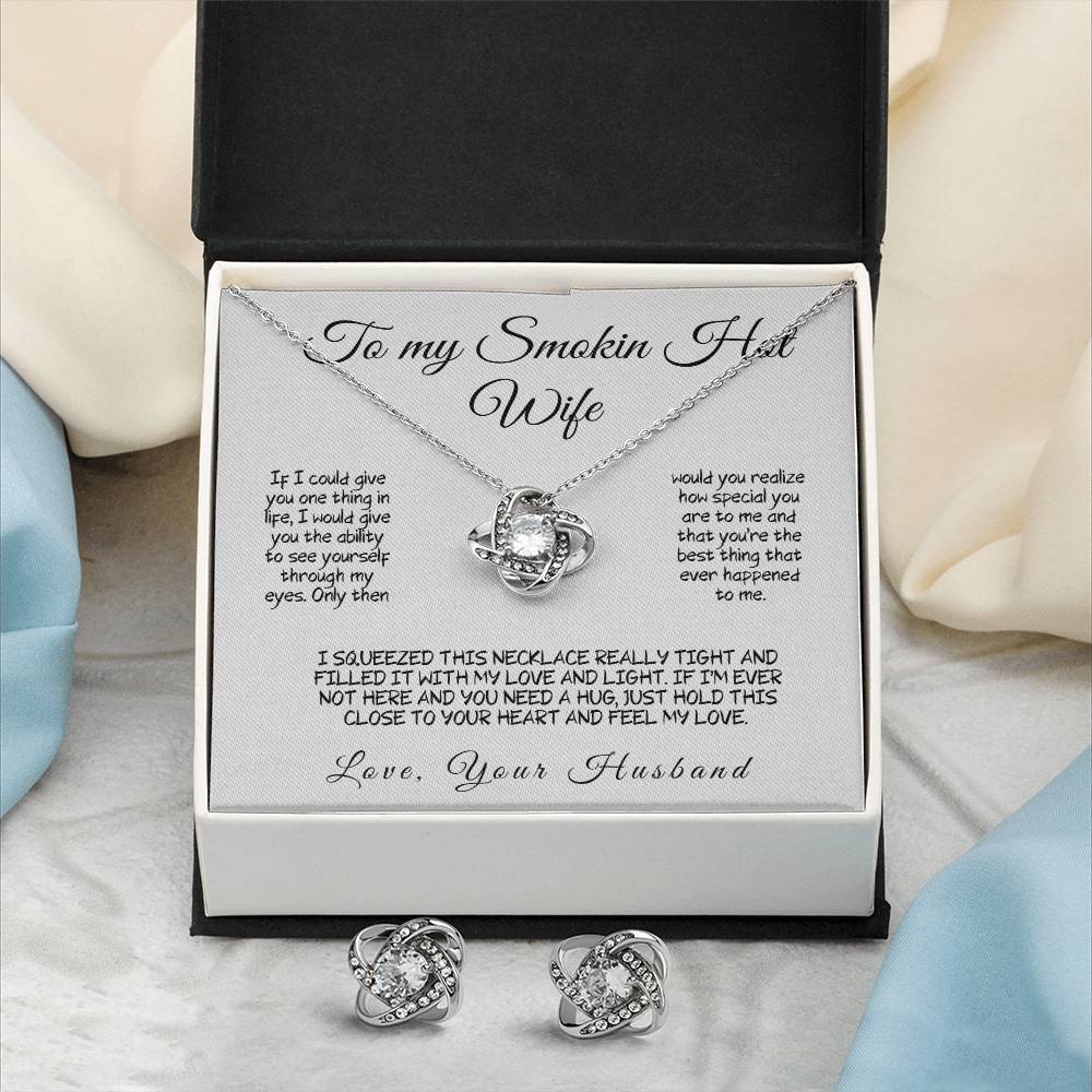 To My Smokin Hot Wife - Love Knot Necklace with Heartfelt Message