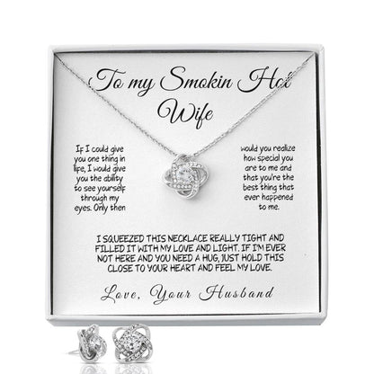 To My Smokin Hot Wife - Love Knot Necklace with Heartfelt Message