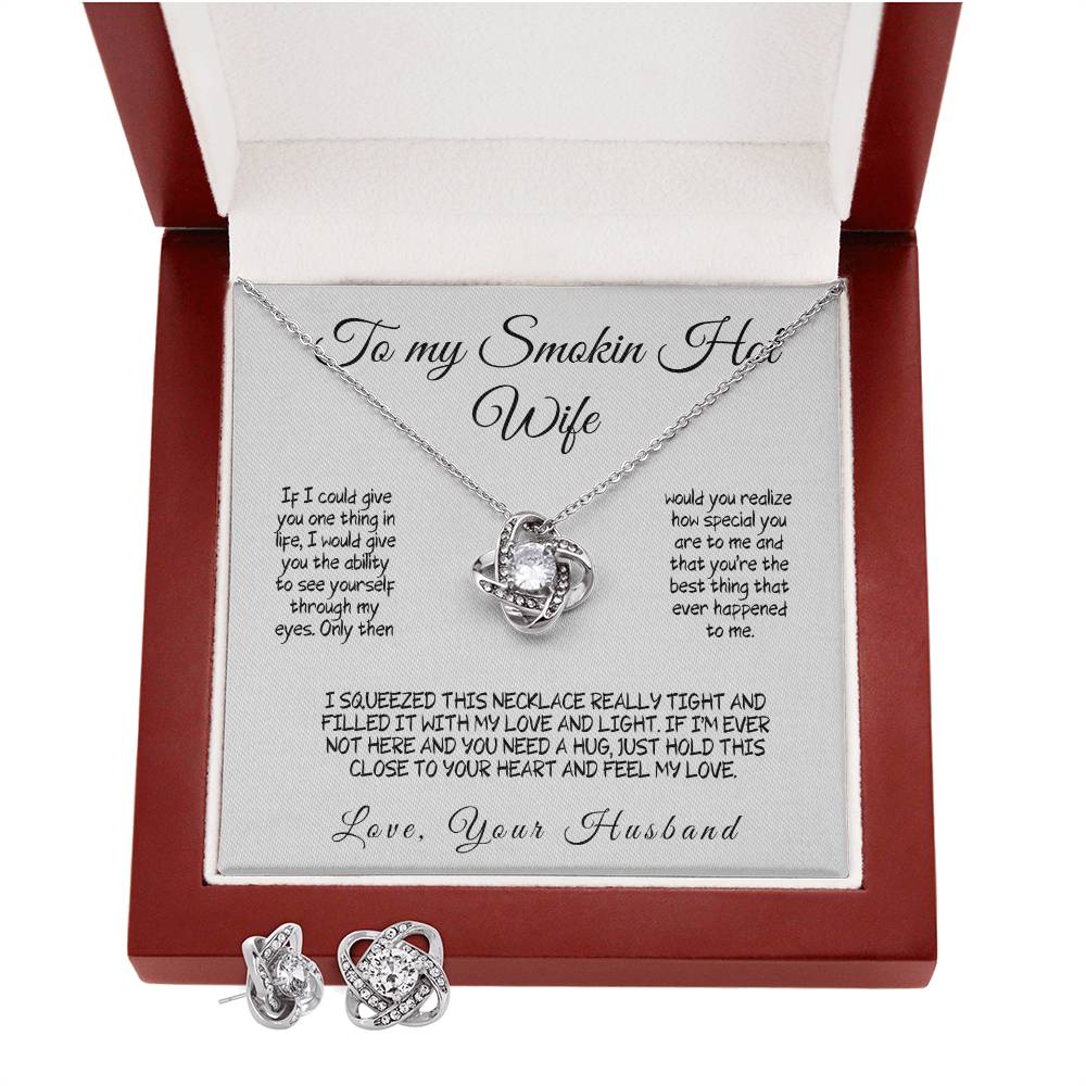 To My Smokin Hot Wife - Love Knot Necklace with Heartfelt Message