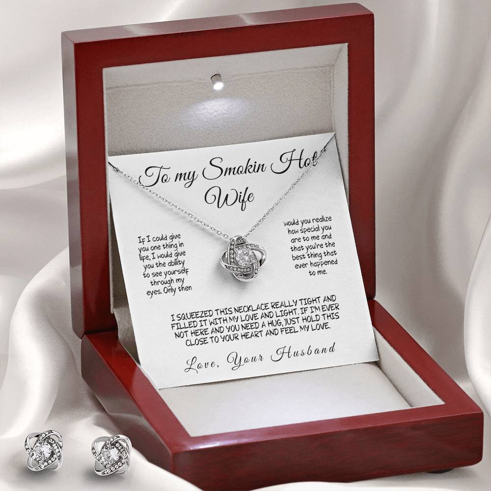 To My Smokin Hot Wife - Love Knot Necklace with Heartfelt Message